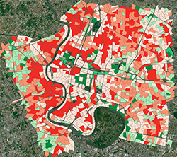 A typology for the center of Bangkok that takes into account the density and height of the buildings, the extent of vegetation cover and the configuration of open spaces between and around the buildings.