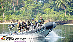 Papua New Guinea Defence Force soldiers and Australian Defence Force personnel engaging in the Exercice Talisman in Morobe province last week.